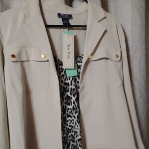 New York Cream Utility Blazer with Gold Buttons